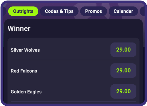 A picture shows the Outright tab