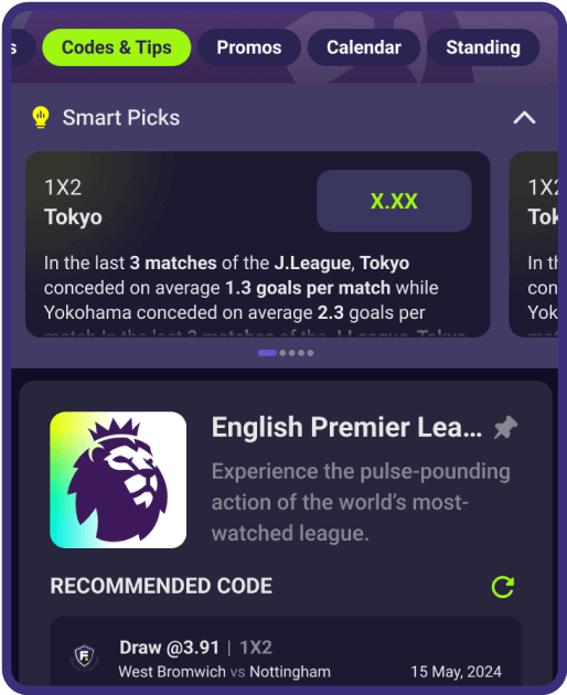A picture shows the Codes & Tips page