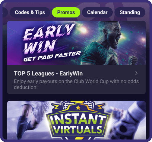 A picture shows the Promos page