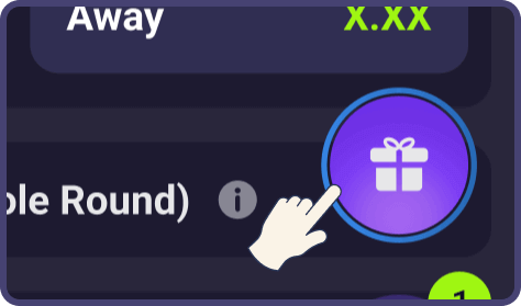 A button with full colored background in the right-bottom corner indicates the gift grab can be grabbed