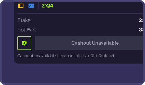 Cashout is unavailable if use gift grab to bet